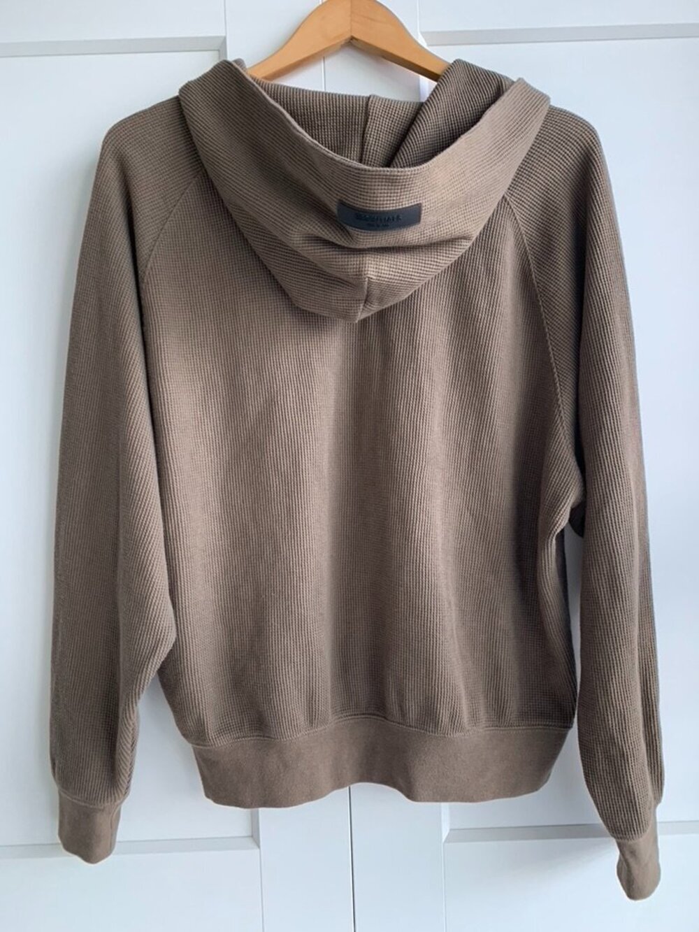 Essentials Fear of God Hooded Waffle Knit Pullover - Taupe size 14/16 or L - Picture 1 of 8